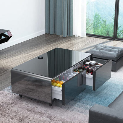 Smart Touch Table With Two Refrigerating Doors, Supports Bluetooth, Music Player, USB Charger.