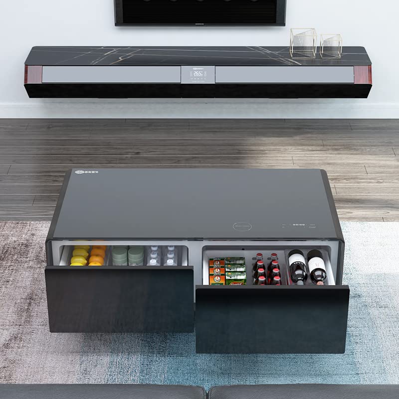 Smart Touch Table With Two Refrigerating Doors, Supports Bluetooth, Music Player, USB Charger.