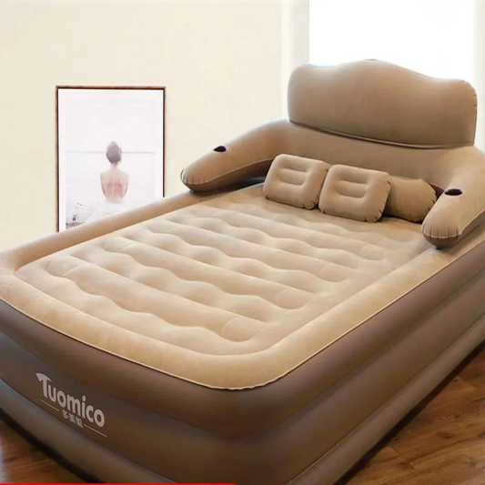 Inflatable Air Bed with Three-layer Thickened and External Electric Pump, 152 x 203 cm