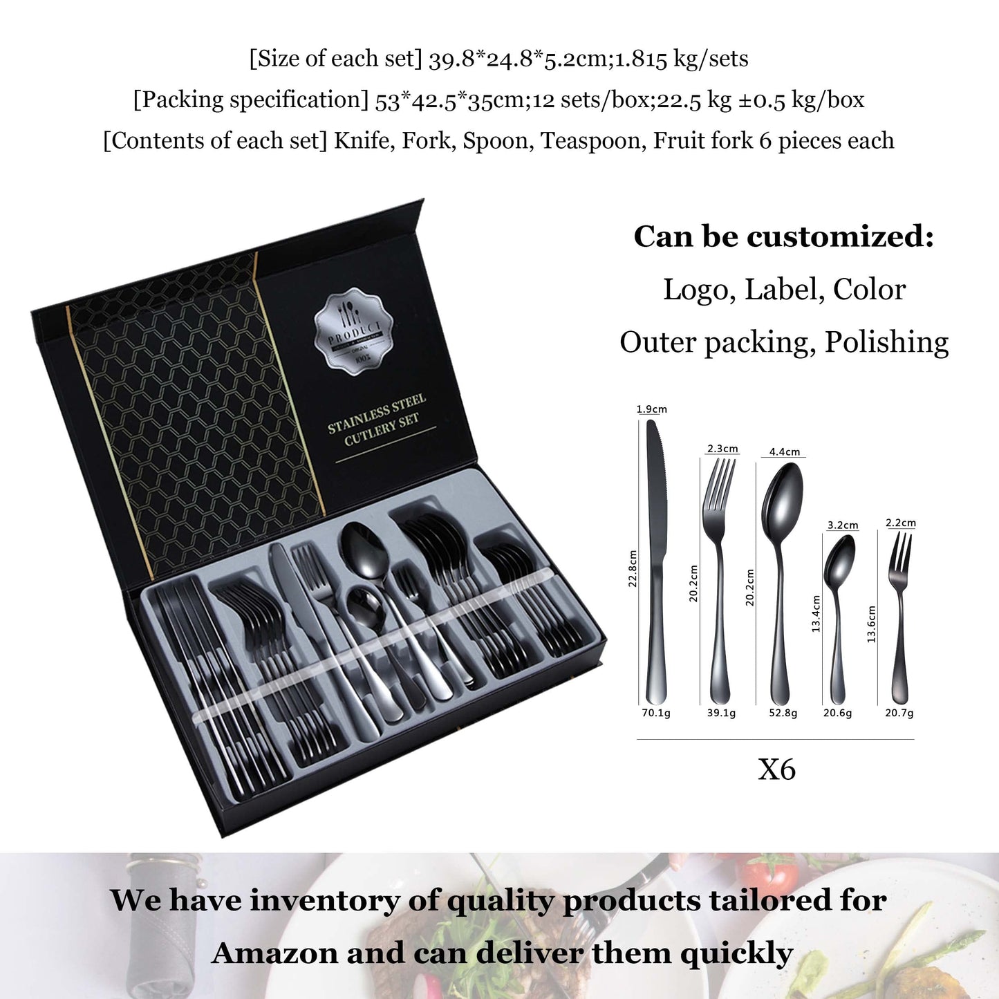 Luxury Camping Portable Colorful Stainless Steel Besteck 30 Pcs Flatware Gift Box Packaging Cutlery Set.