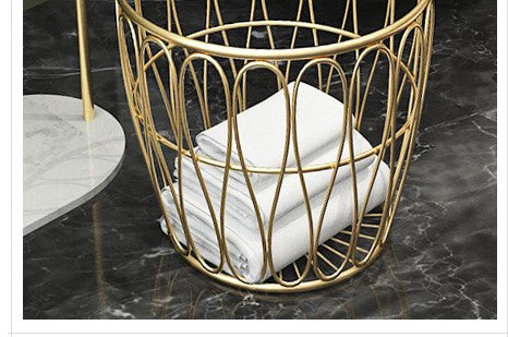 Multifunctional Metal Clothes Holder with Basket, Laundry Holder, Practical & Durable, Divided into several racks.