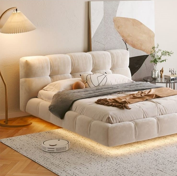 Elegant Classic Bed with LED Light