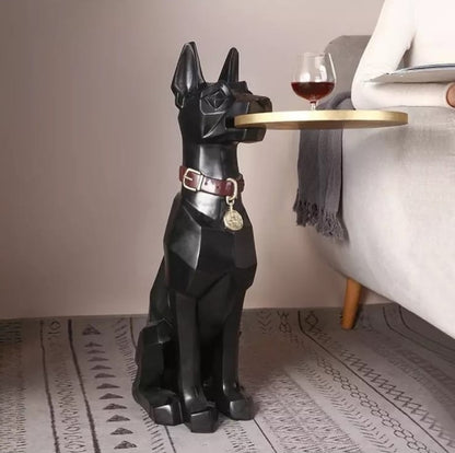 Coffee Table Like Dog Shape Holding Tray, Doberman Holding Tray Sculpture, 72H cm