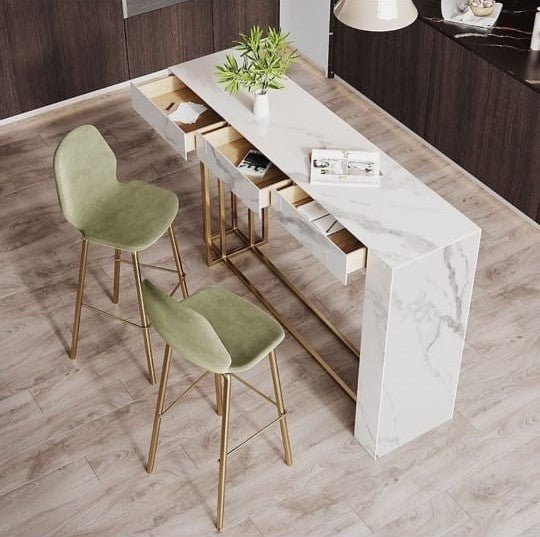 Light Luxury Bar Table with Two Chairs, Bar counter 160W cm,.