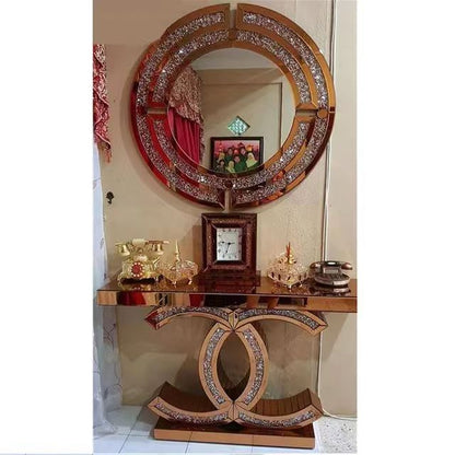 Distinctive Console Table and Mirror Matching Set.