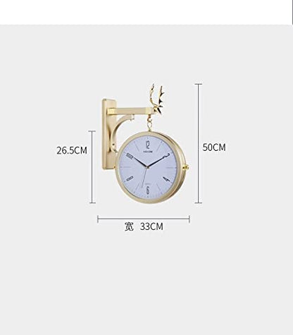 Double-Side Wall Mount Clock with Mute Movement Home Office Hotel Decoration Gift