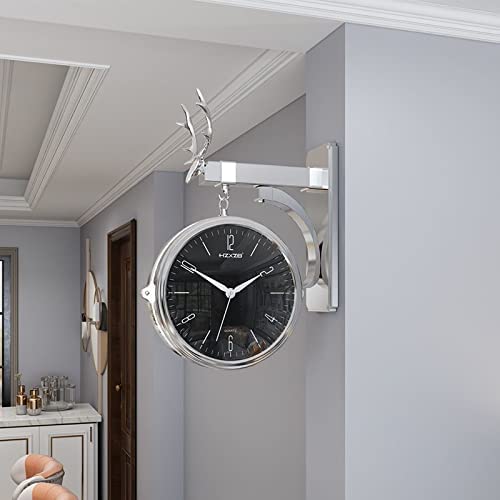 Double-Side Wall Mount Clock with Mute Movement Home Office Hotel Decoration Gift