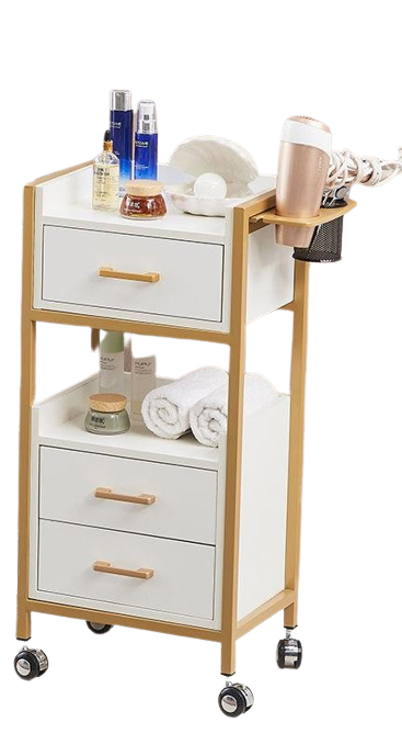 Hairdressing Tool Cabinet, Beauty Salon Trolley on Wheels, Makeup Storage Drawers, Hair Accessories Storage Cabinet.