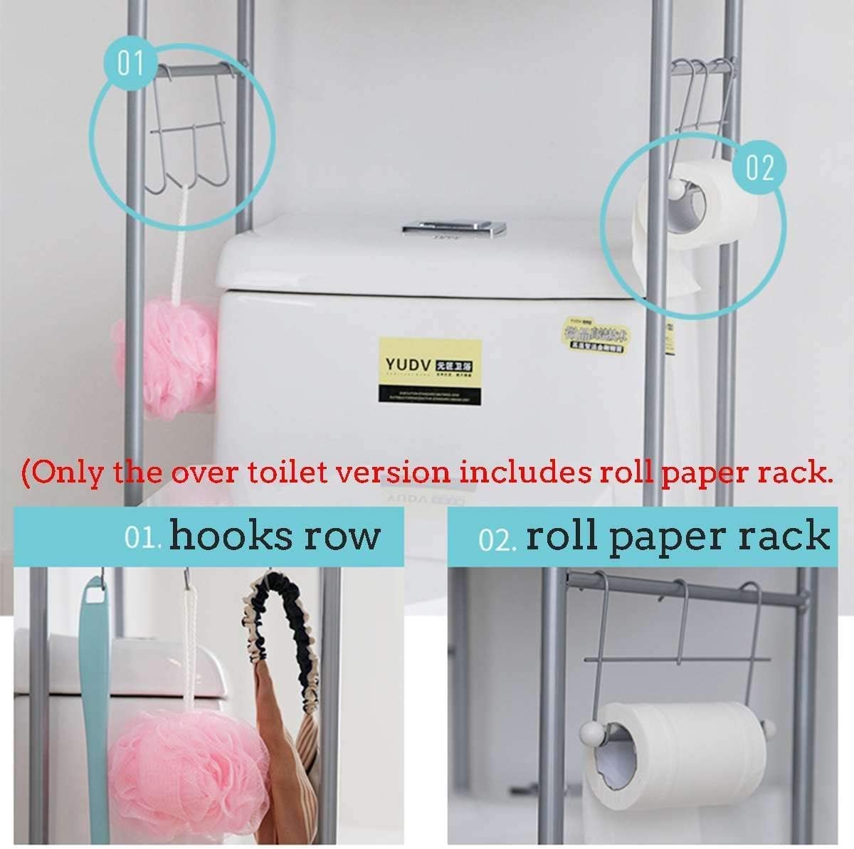 Metal Toilet Cabinet Shelving for Kitchen, Bathroom. Space Saver Shelf Organizer Holder.